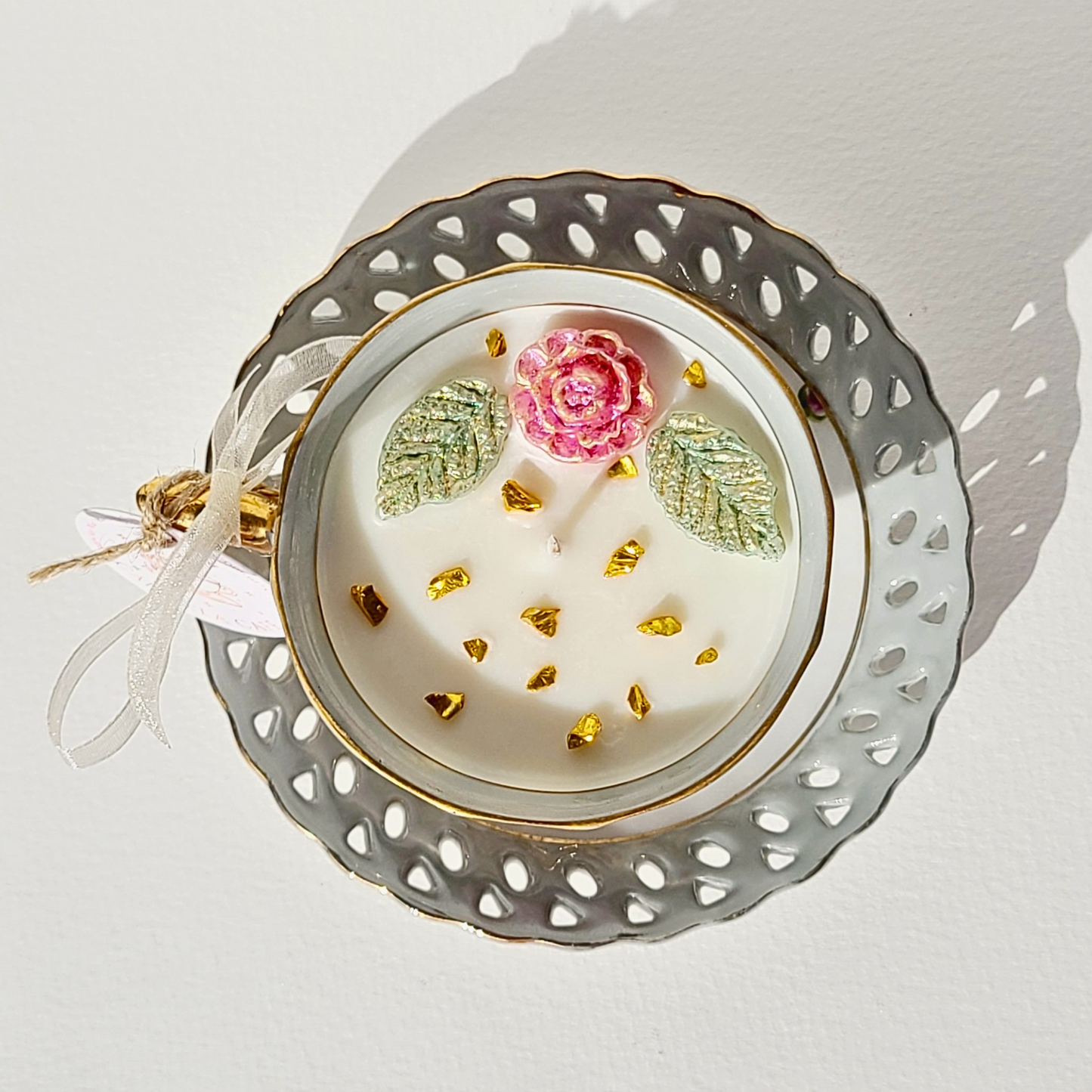 Blushing Willow | Hand Painted Napco Vintage Teacup Candle