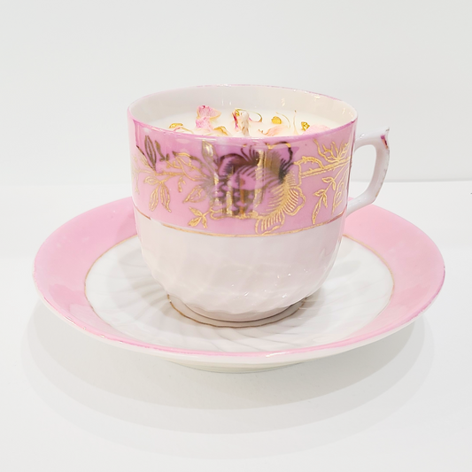 Blushing Willow | German Porcelain Vintage Teacup Candle