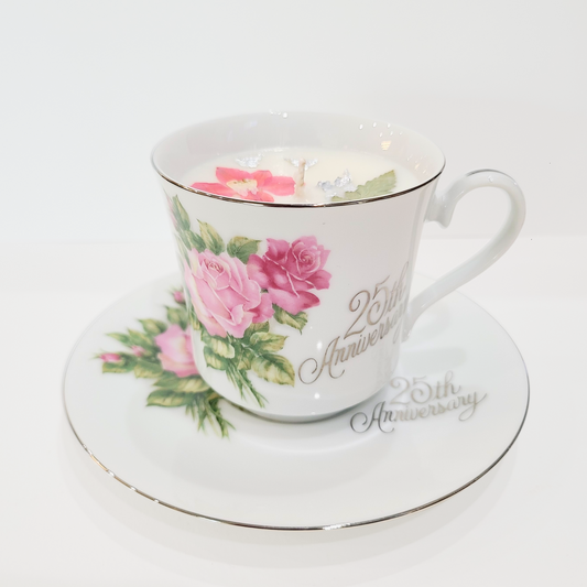 Rose Romance | "25th Anniversary" Saji Japan Vintage Teacup Candle