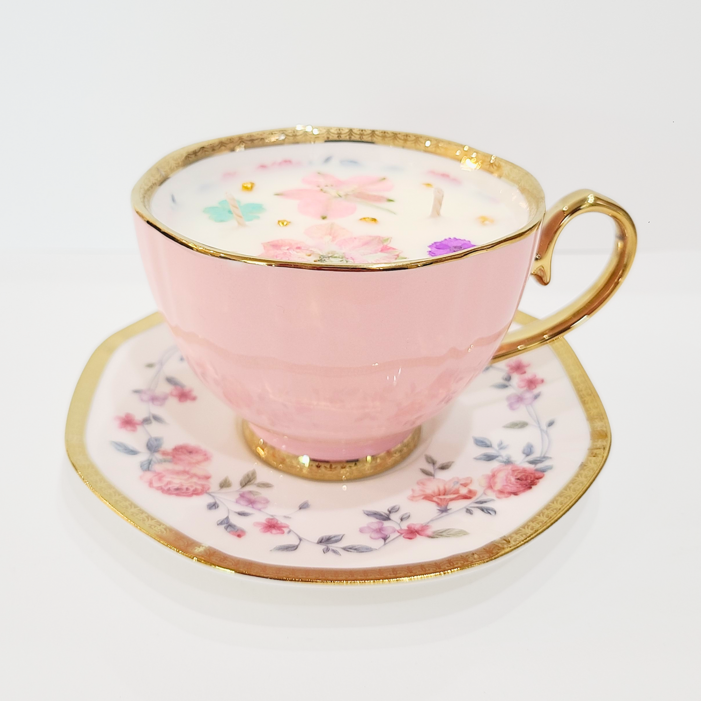 Driftwood & Sea Salt | Pastel Pink Boutique Teacup Candle