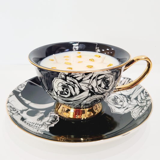 Autumn Spice | Skull & Roses B&W Boutique Teacup Candle