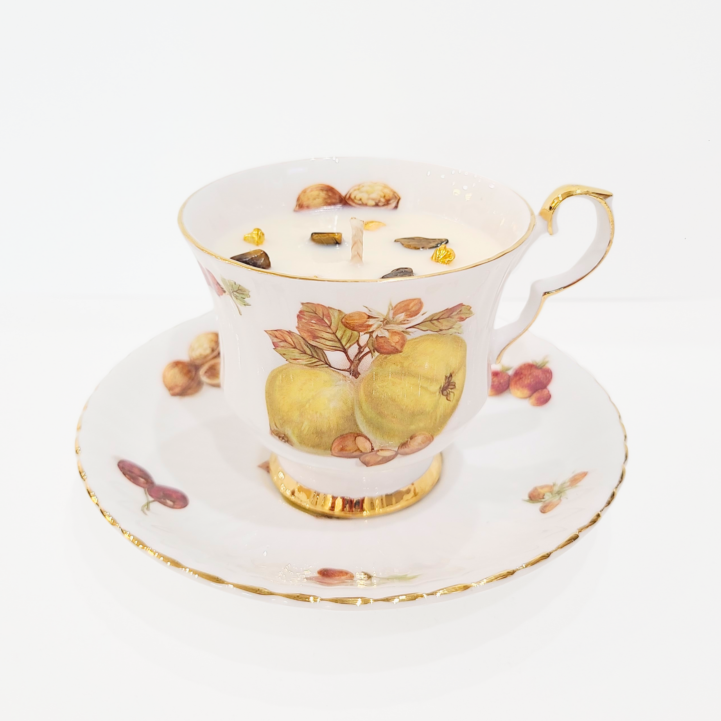 Autumn Spice | Royal Windsor Fine China England "Fruits & Nuts" Vintage Teacup Candle