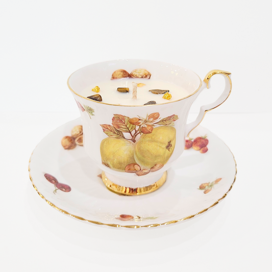 Autumn Spice | Royal Windsor Fine China England "Fruits & Nuts" Vintage Teacup Candle