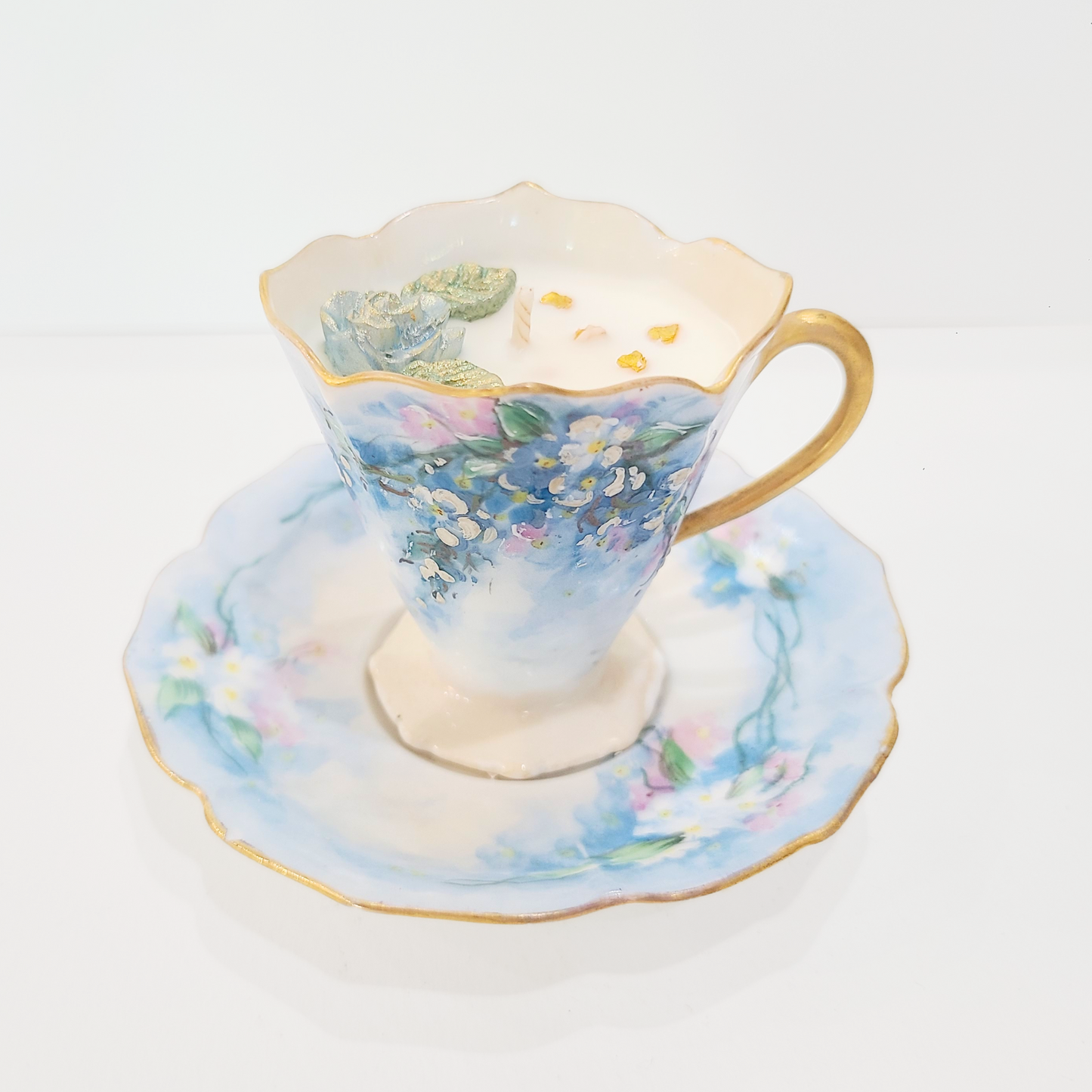 Musky Rose | Early 1900's Hand Painted Unique Antique Teacup Candle