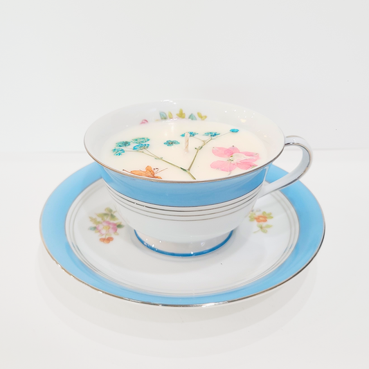 Blushing Willow | Antique 1920's Noritake Japan Hand Painted Vintage Teacup Candle