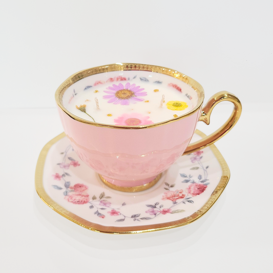 Tuscan Vineyard | Pastel Pink Boutique Teacup Candle