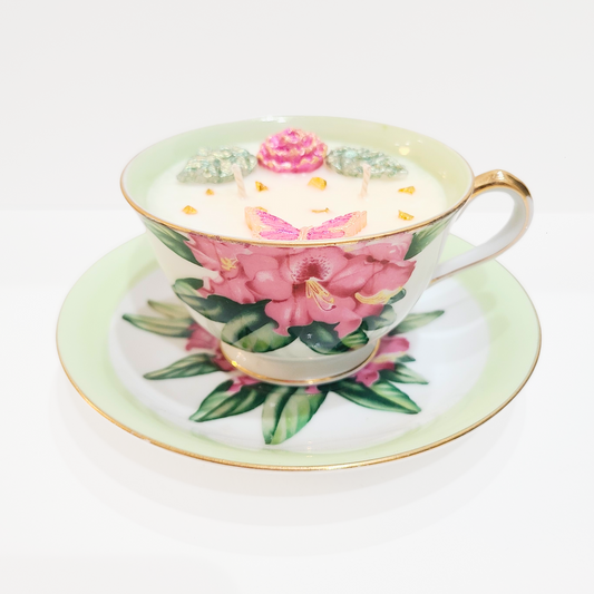 Driftwood & Sea Salt |  1940's Japan Hand Painted Vintage Teacup Candle