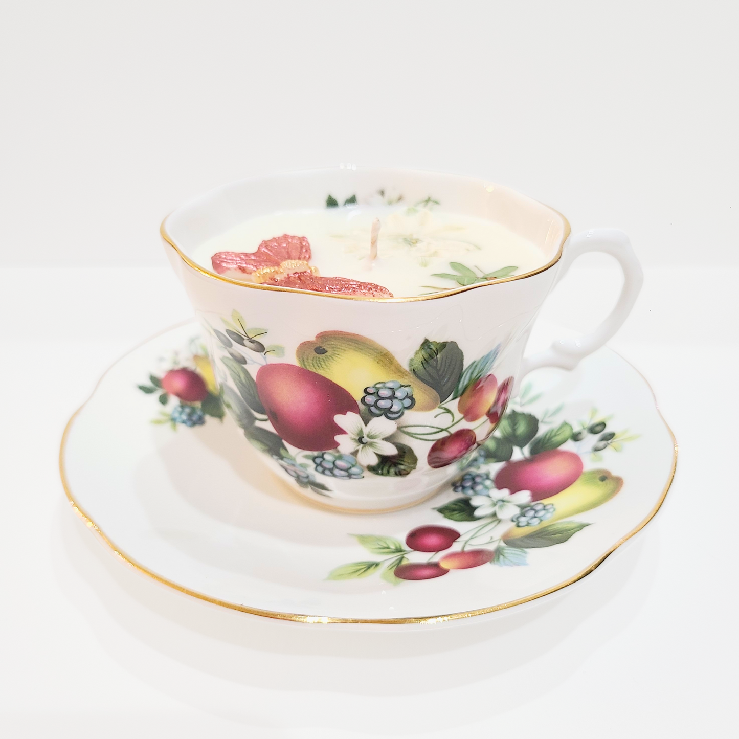 Cherry Merlot | "Fruits" Rosina English Vintage Teacup Candle