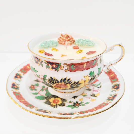 Coffee & Cane | 1960's Elizabethan English Vintage Teacup Candle