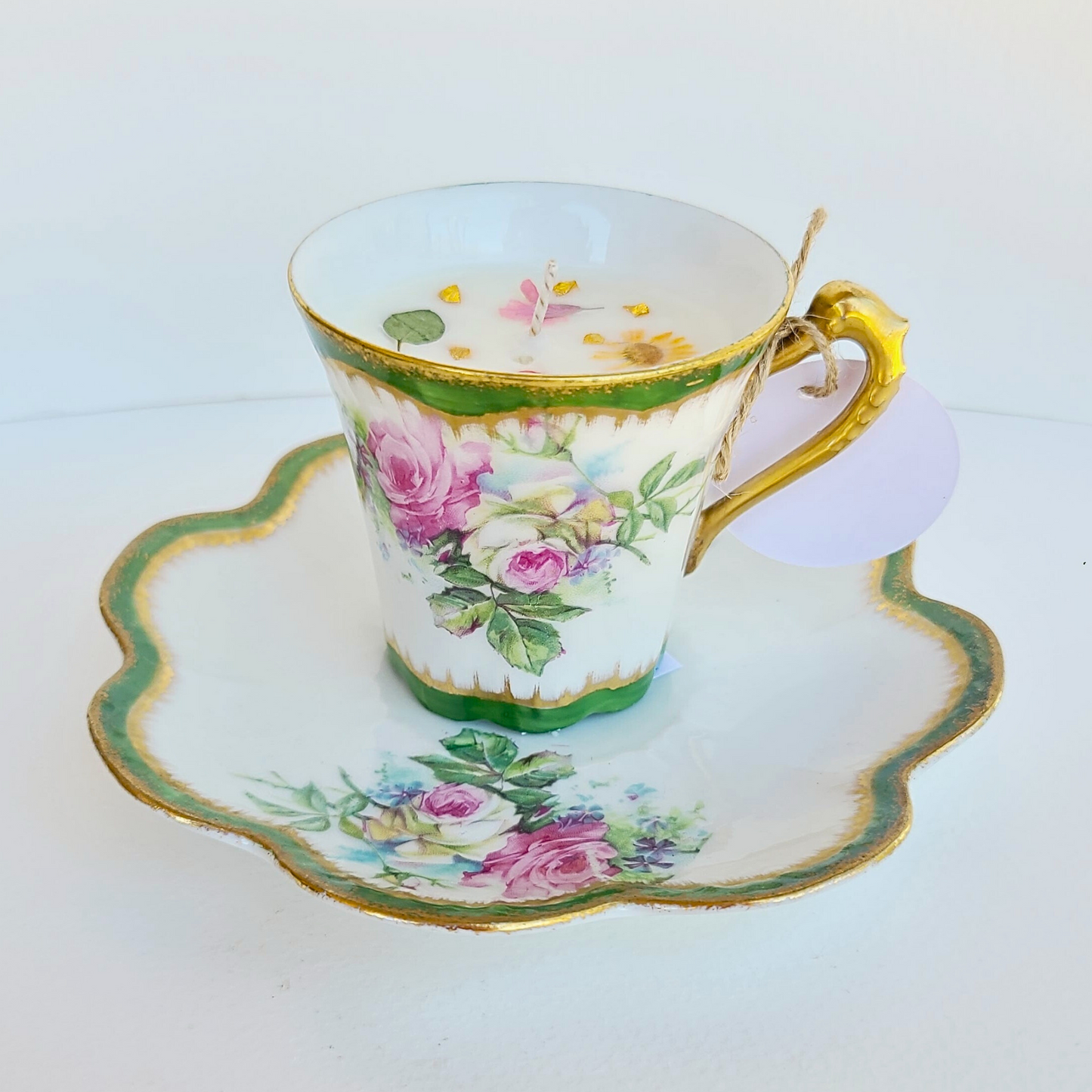 Musky Rose | Hand Painted 1890's Vintage Teacup Candle