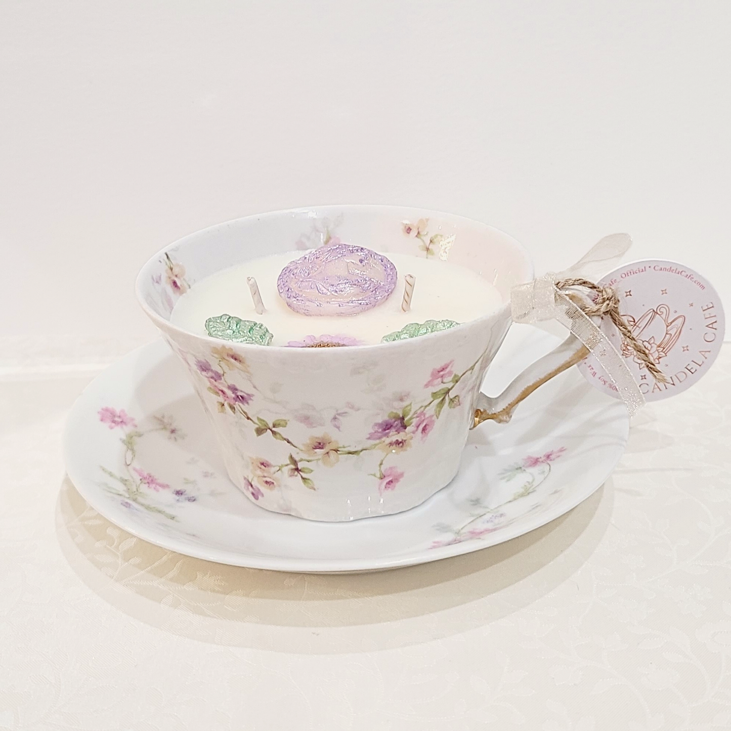 Blushing Willow | 1960's Haviland Limoges Vintage Teacup Candle